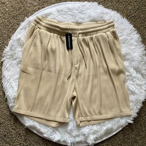Coofandy Shorts Cream Ribbed Mens Size 2XL